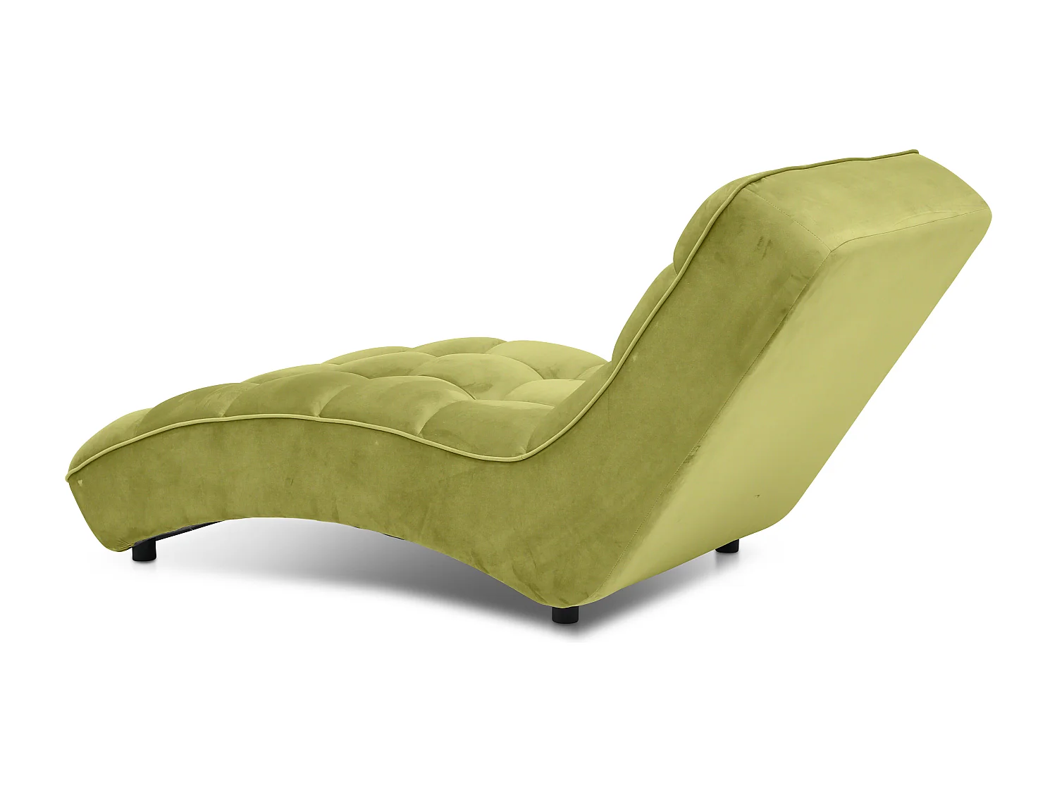 Chaise longue d'intérieur design velours vert anis capitonné Rikal