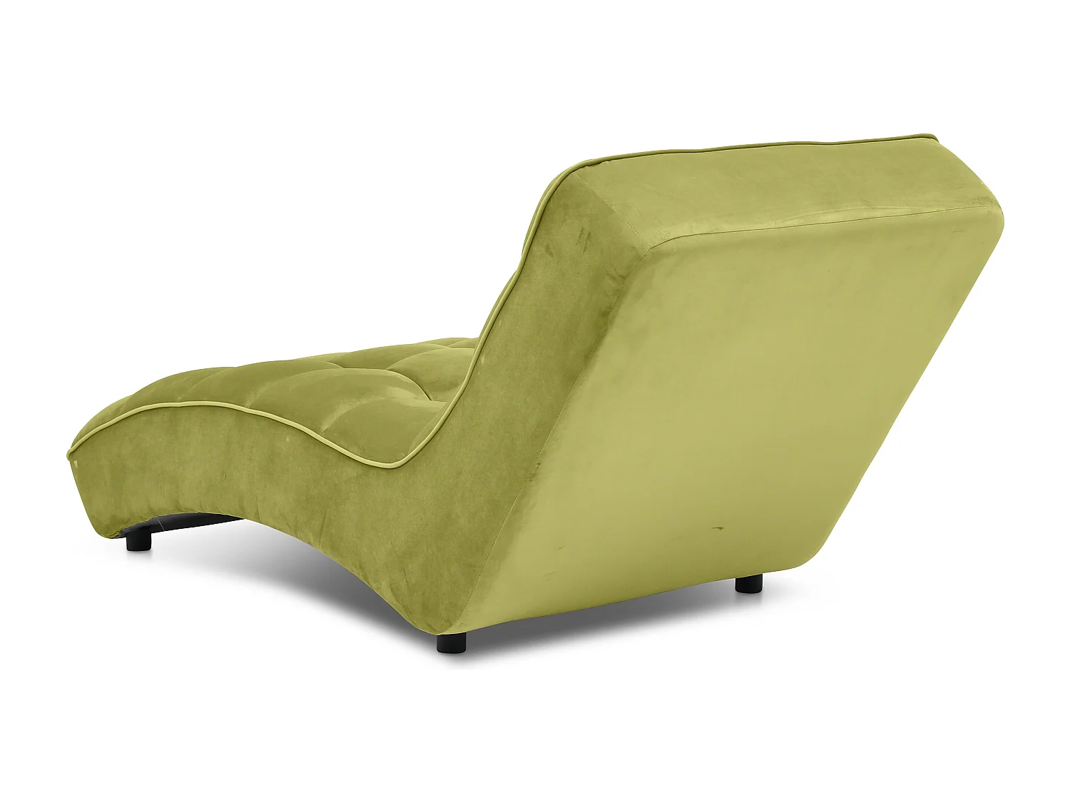 Chaise longue d'intérieur design velours vert anis capitonné Rikal