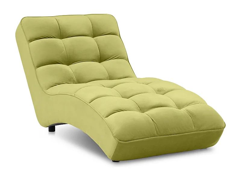 Chaise longue d'intérieur design velours vert anis capitonné Rikal