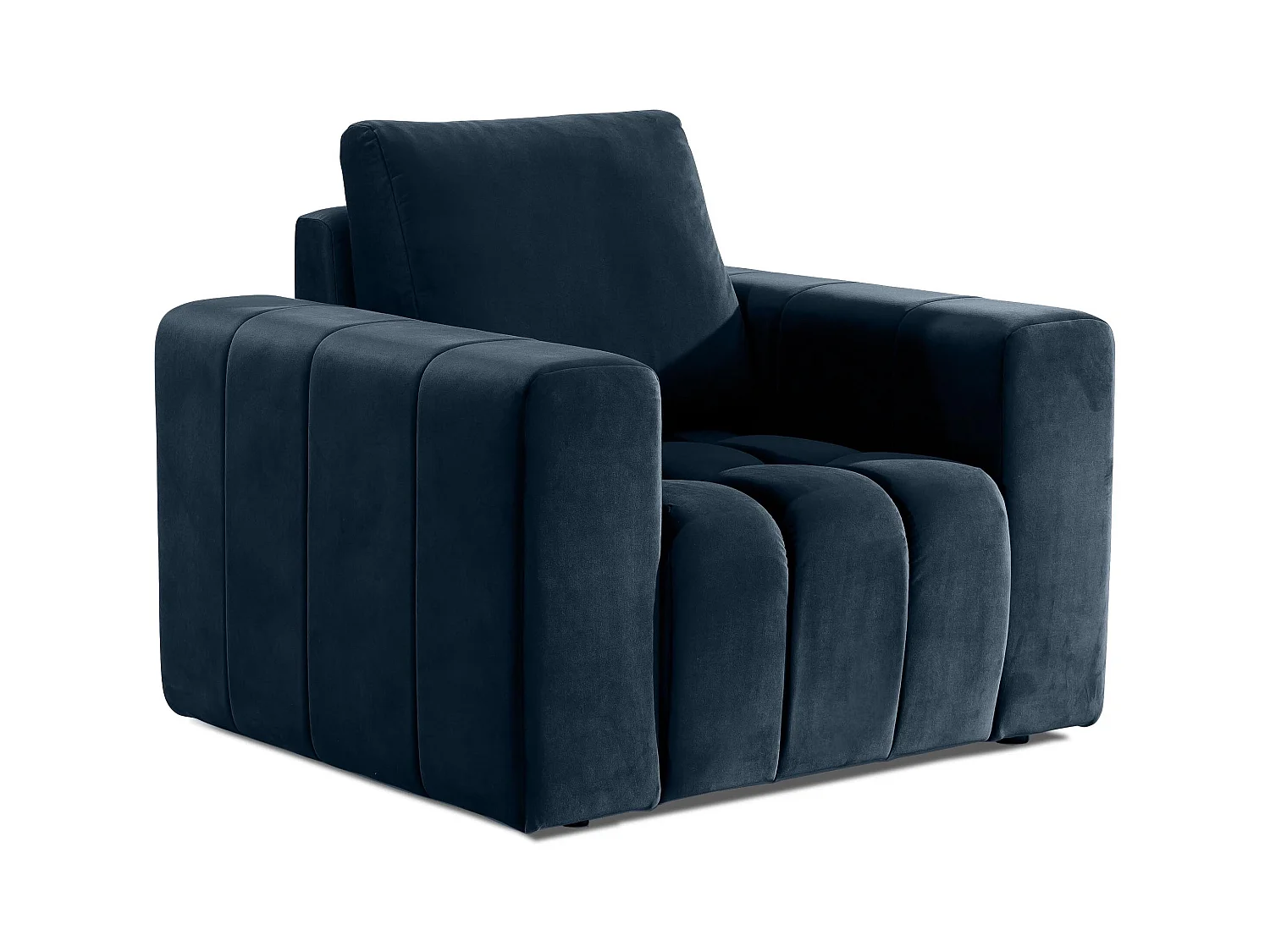 Fauteuil moderne capitonné LARKO velours-Bleu pétrole