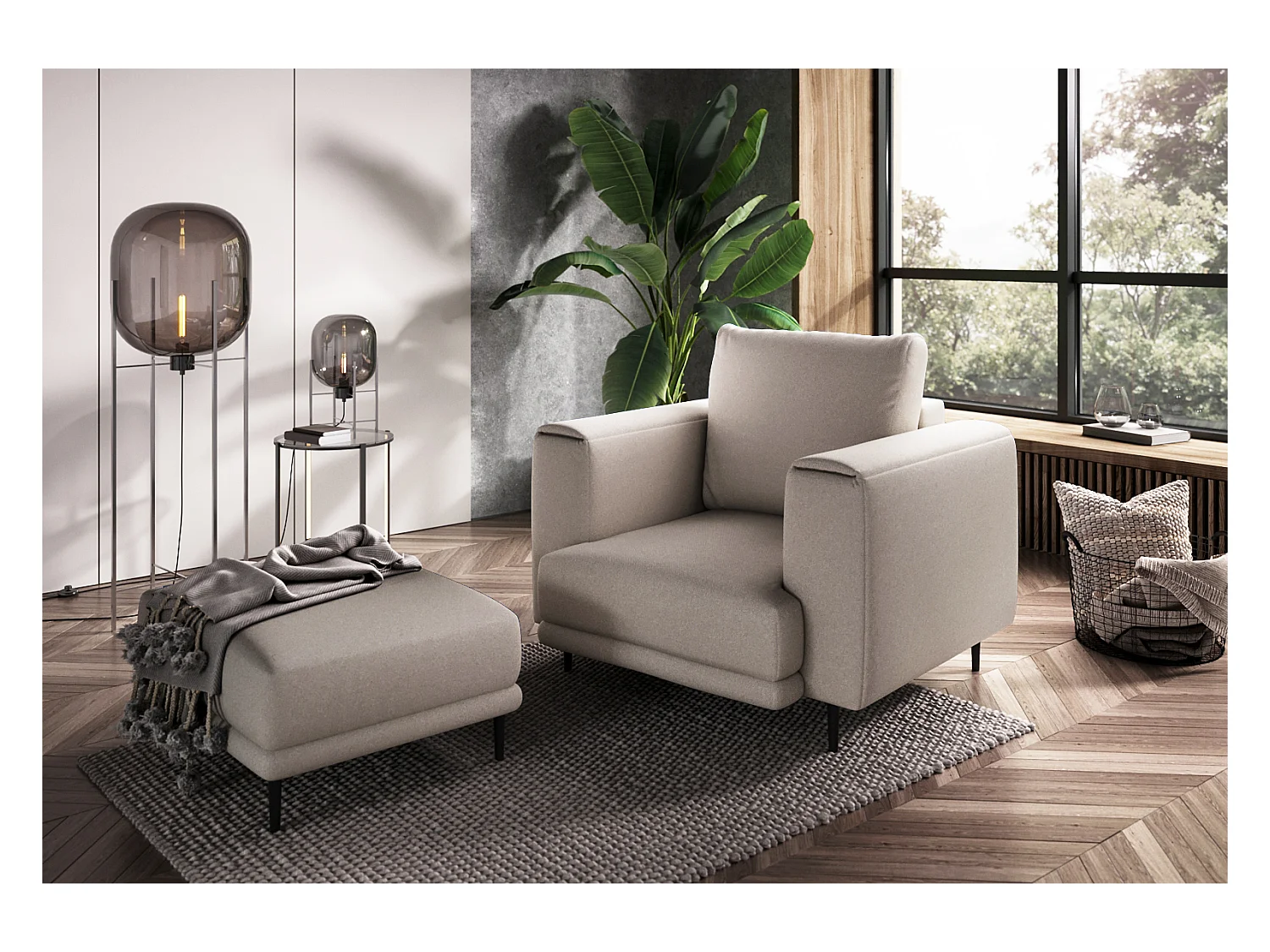 Fauteuil en tissu DAVINA – Élégance moderne et confort au quotidien-Taupe