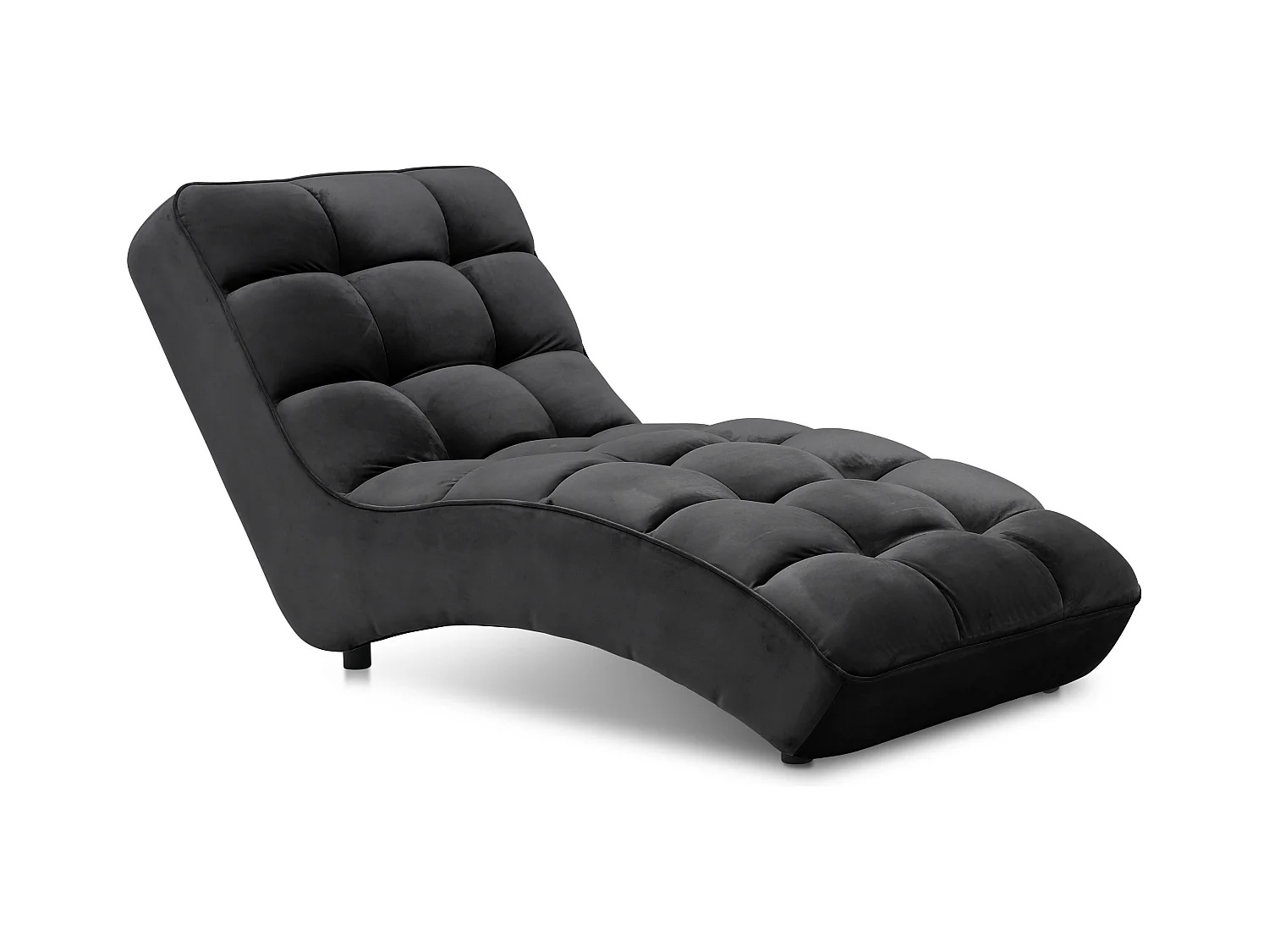 Chaise longue d'intérieur design velours noir capitonné Rikal