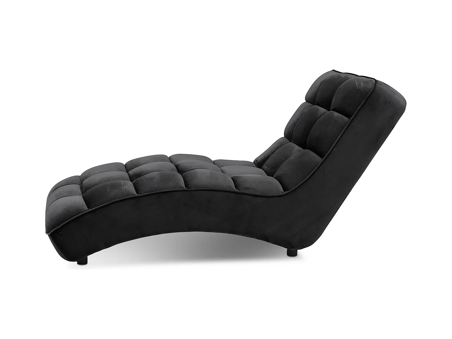 Chaise longue d'intérieur design velours noir capitonné Rikal