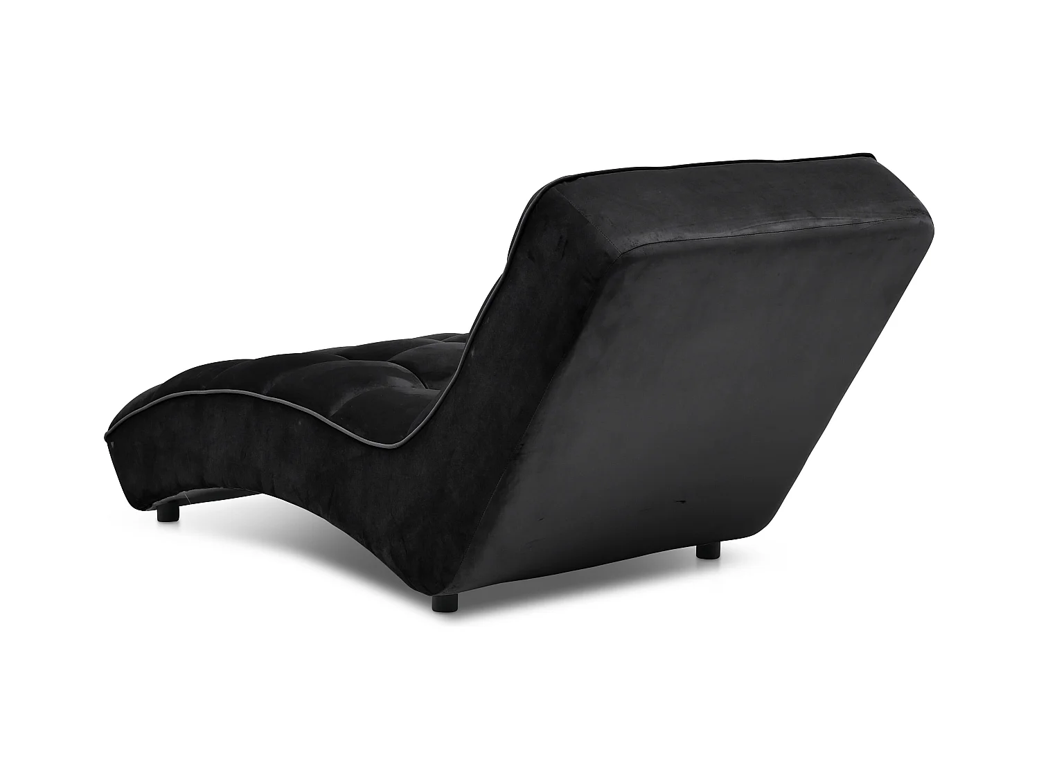 Chaise longue d'intérieur design velours noir capitonné Rikal