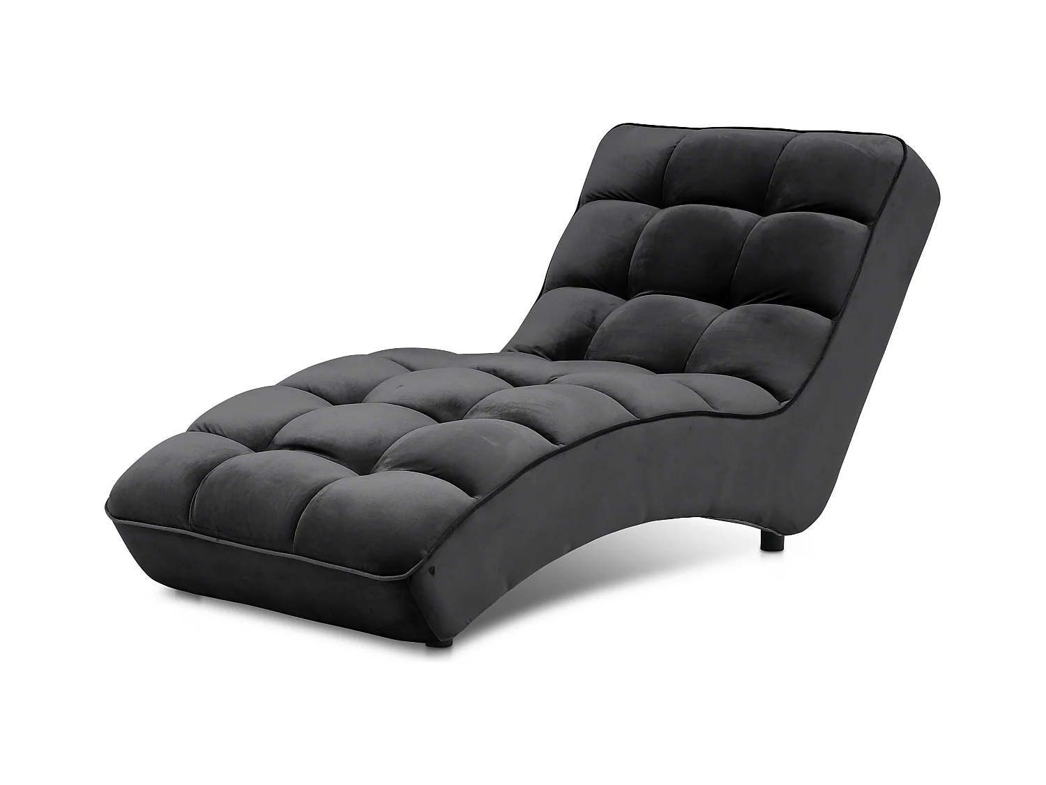 Chaise longue d'intérieur design velours noir capitonné Rikal