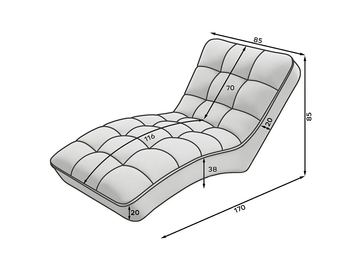 Chaise longue d'intérieur design velours noir capitonné Rikal