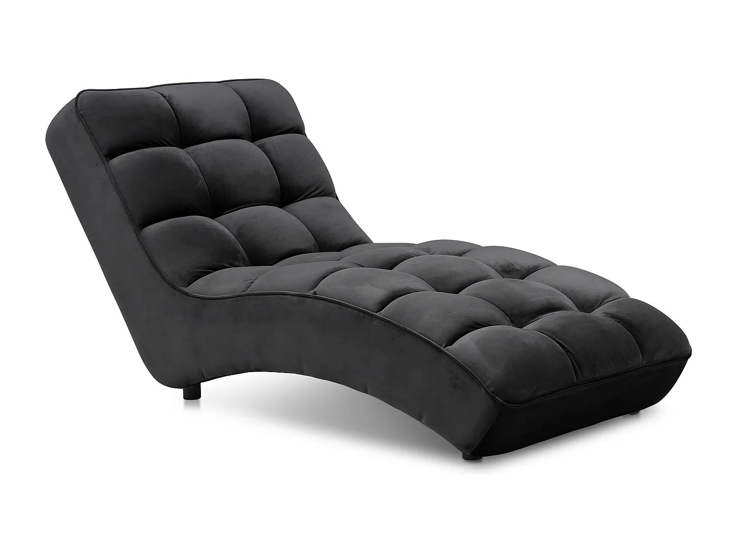 Chaise longue d'intérieur design velours noir capitonné Rikal