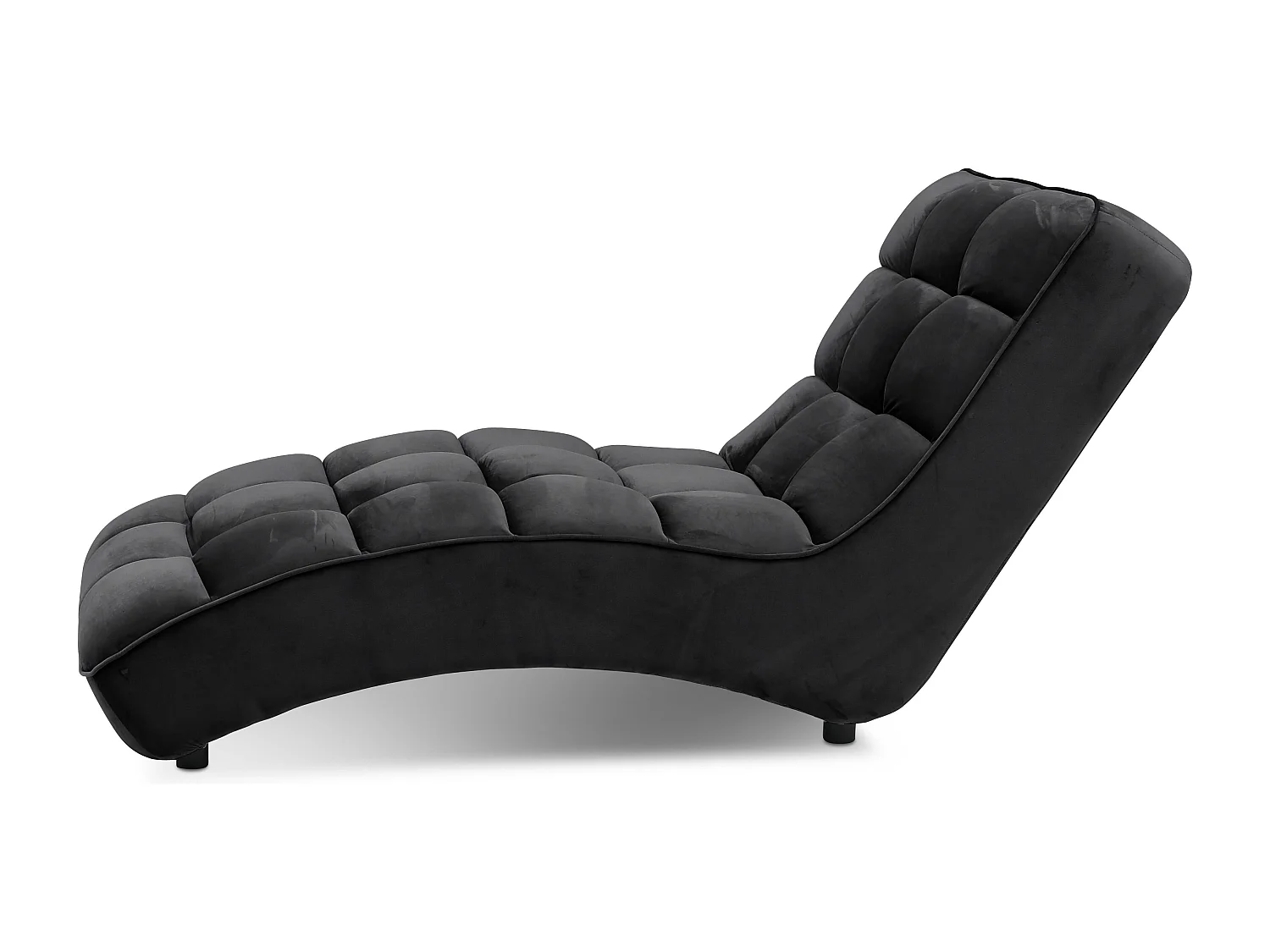 Chaise longue d'intérieur design velours noir capitonné Rikal