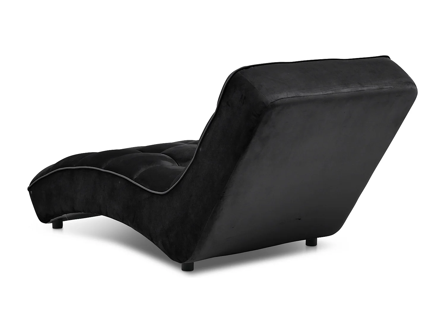 Chaise longue d'intérieur design velours noir capitonné Rikal