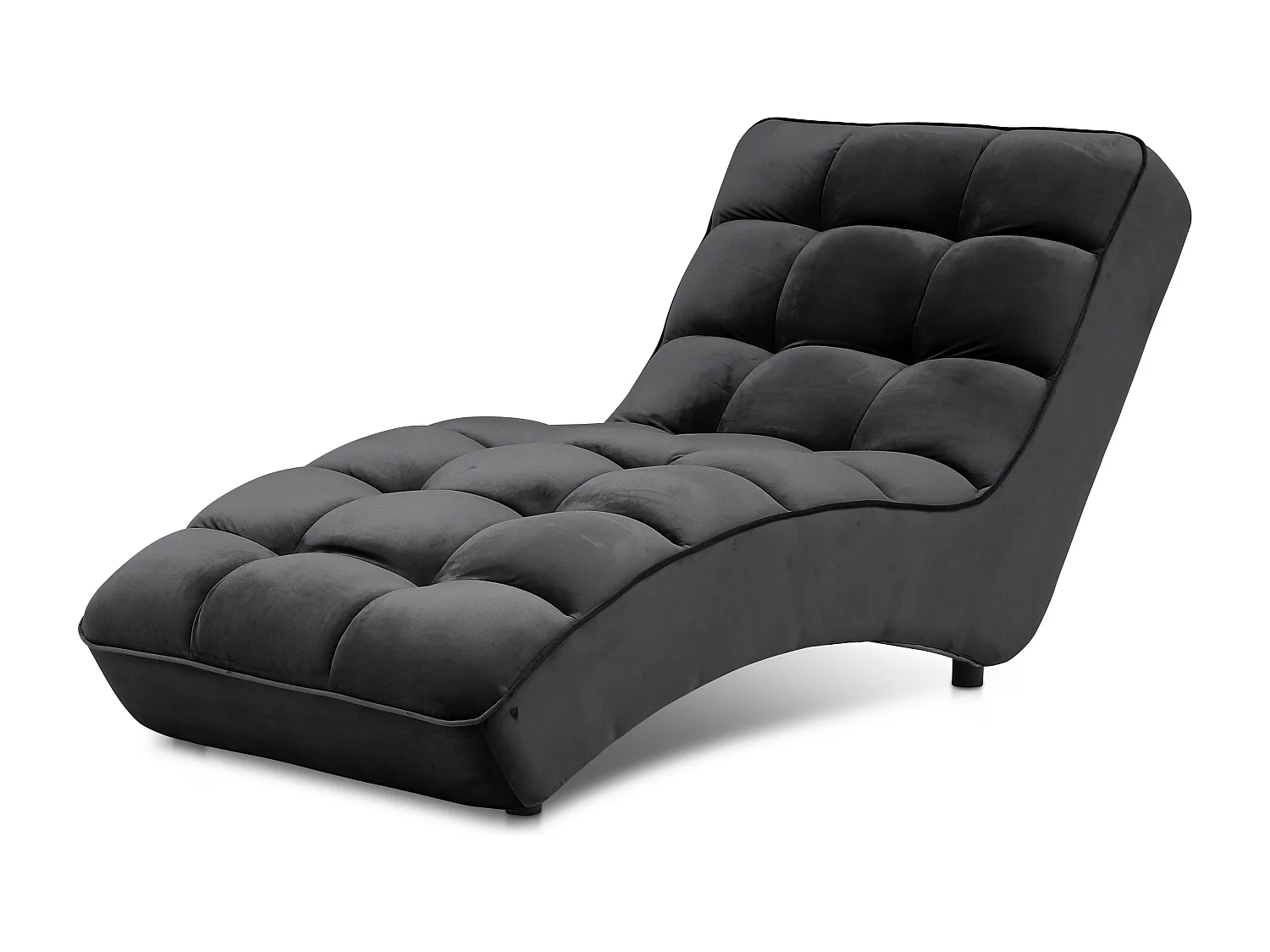 Chaise longue d'intérieur design velours noir capitonné Rikal