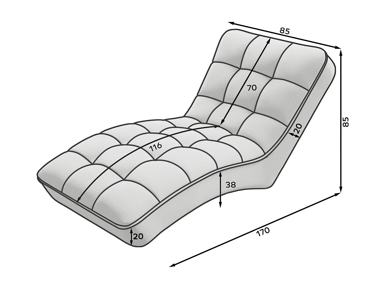 Chaise longue d'intérieur design velours noir capitonné Rikal
