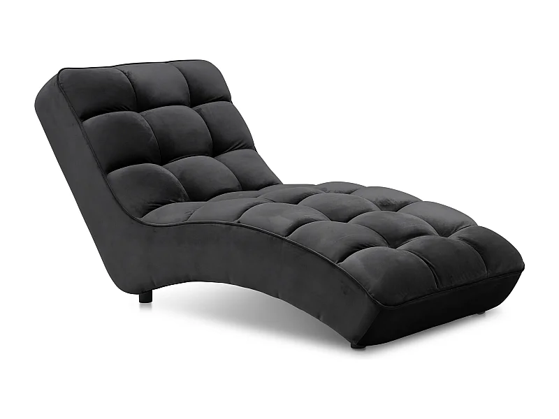 Chaise longue d'intérieur design velours noir capitonné Rikal