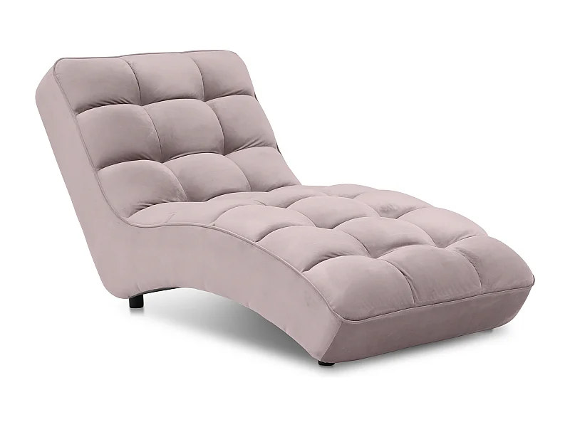 Chaise longue d'intérieur design velours rose balai capitonné Rikal