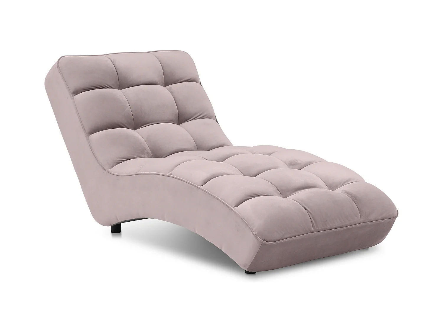 Chaise longue d'intérieur design velours rose balai capitonné Rikal