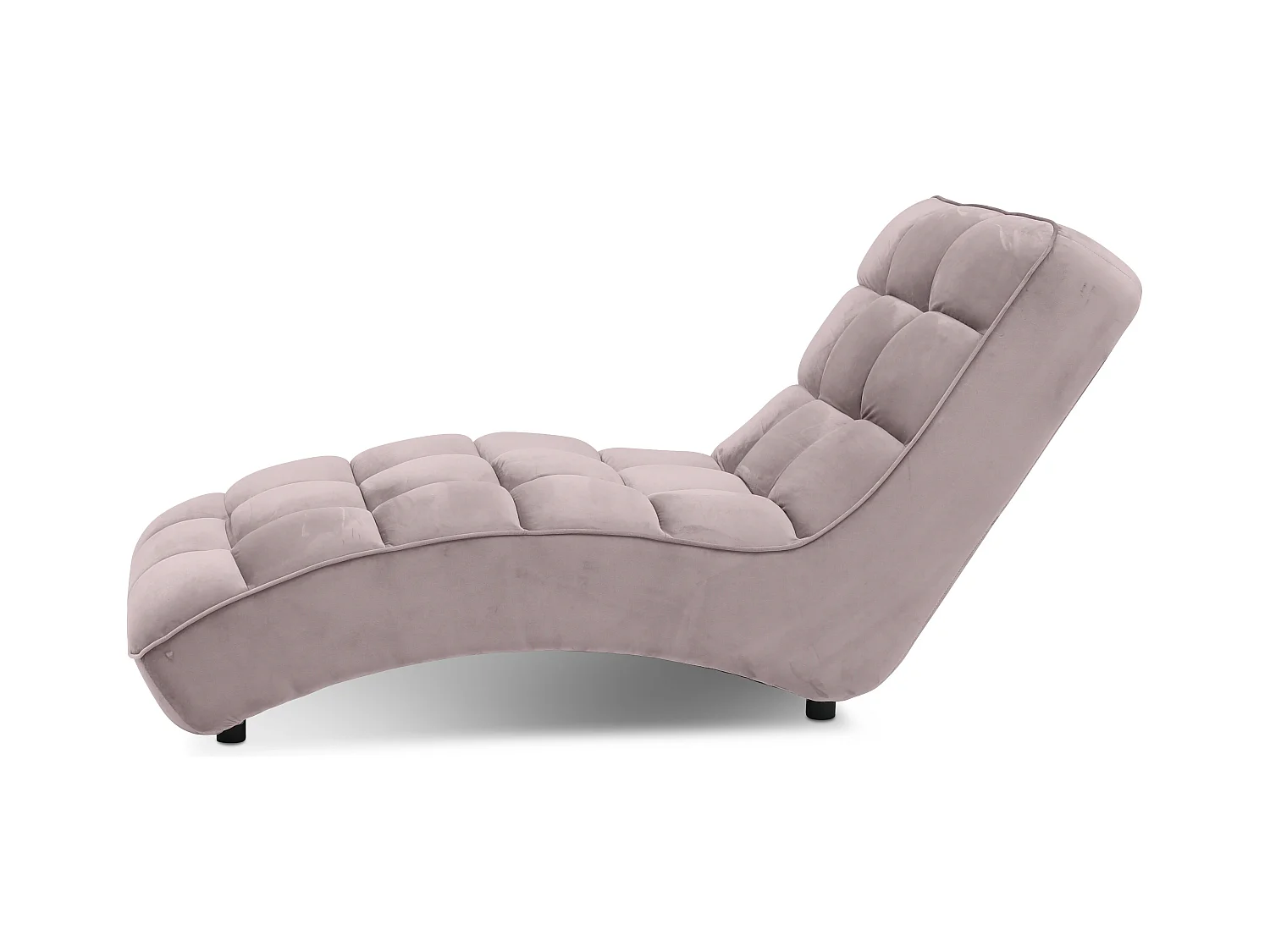 Chaise longue d'intérieur design velours rose balai capitonné Rikal