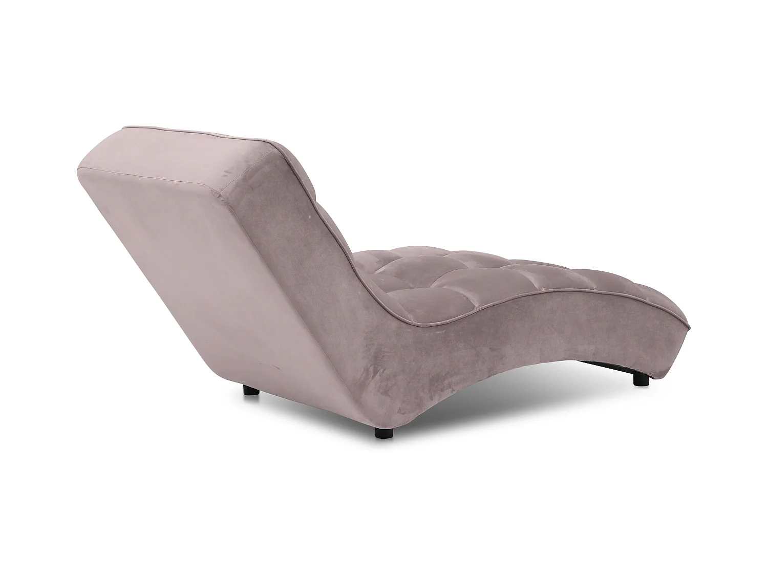 Chaise longue d'intérieur design velours rose balai capitonné Rikal