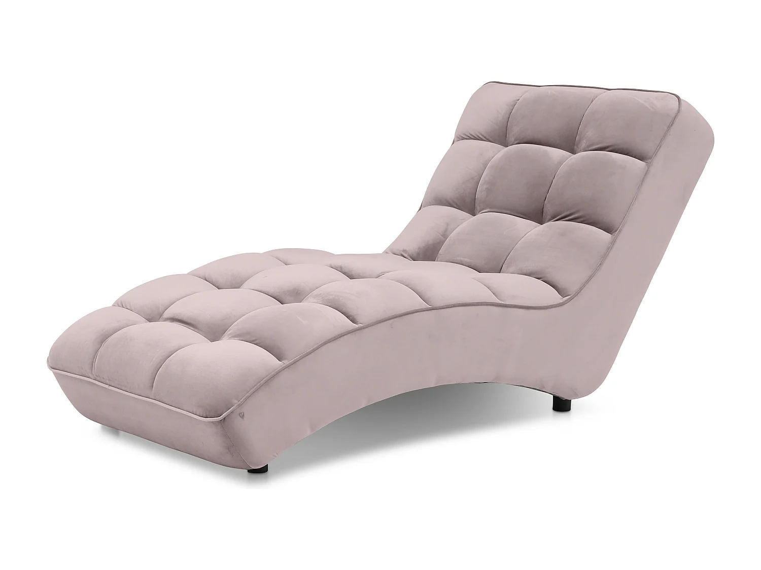 Chaise longue d'intérieur design velours rose balai capitonné Rikal