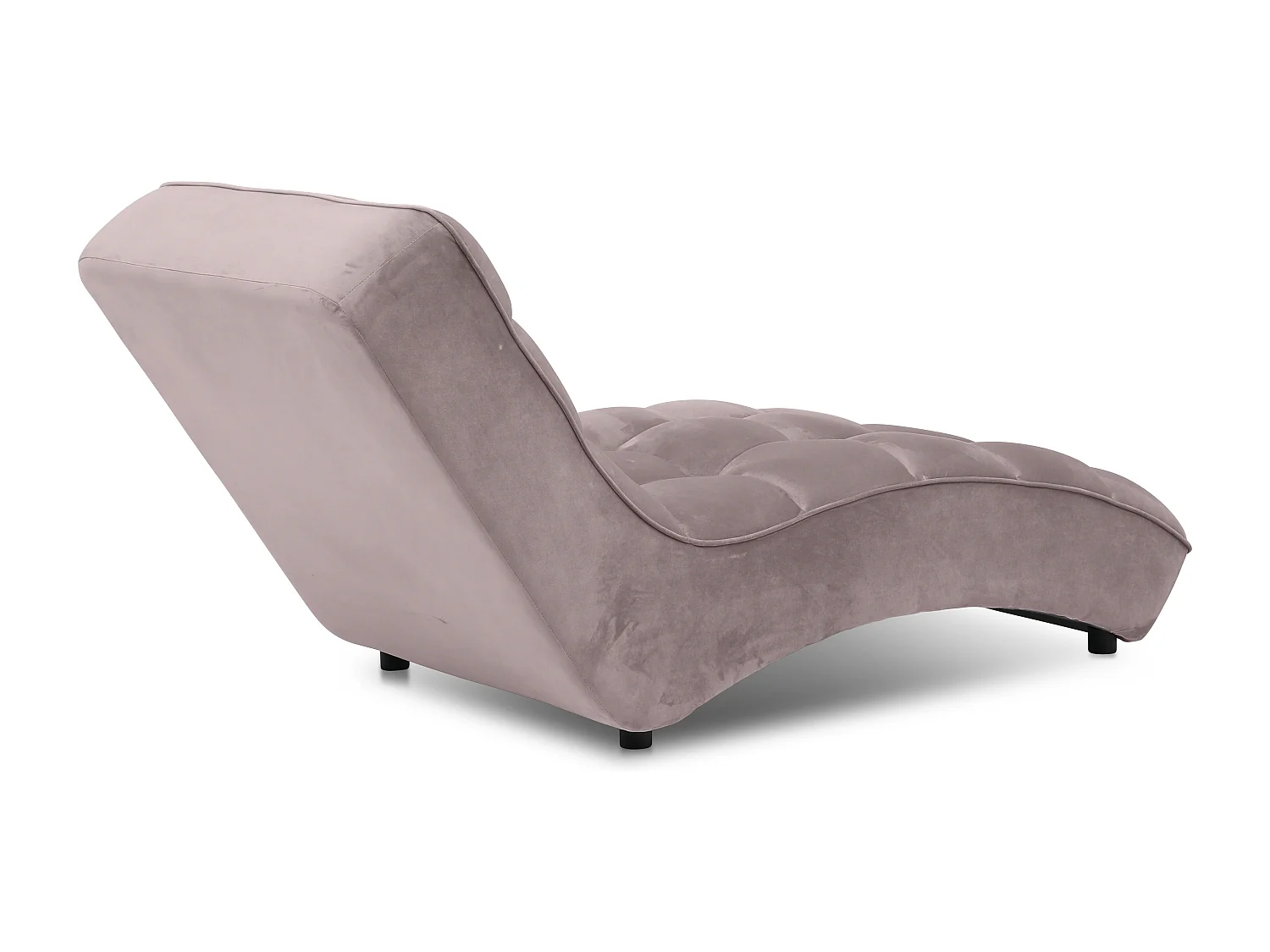 Chaise longue d'intérieur design velours rose balai capitonné Rikal