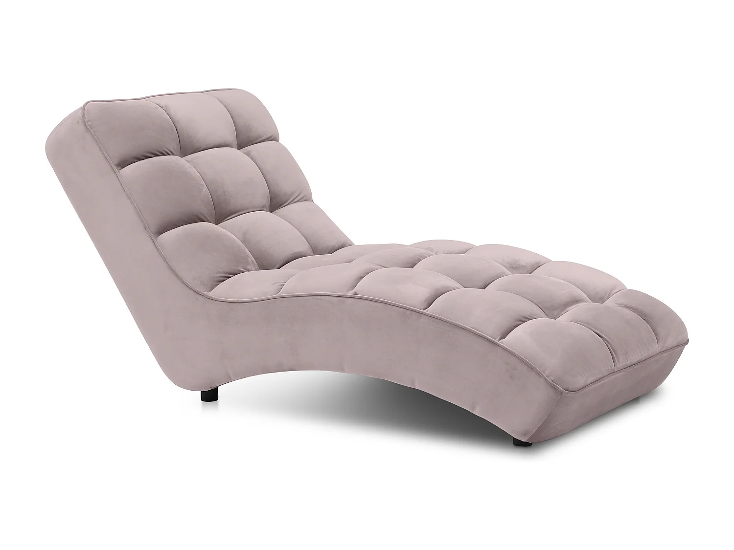 Chaise longue d'intérieur design velours rose balai capitonné Rikal