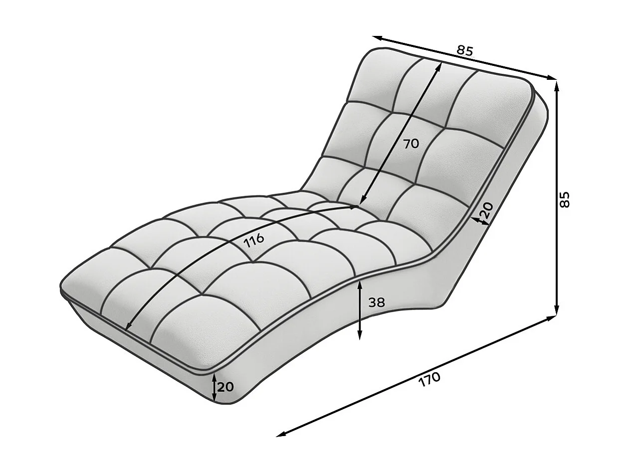 Chaise longue d'intérieur design velours rose balai capitonné Rikal