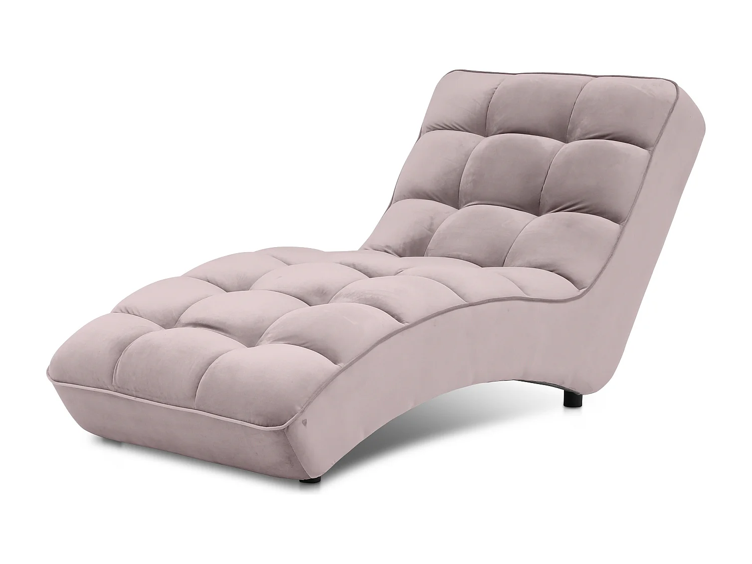 Chaise longue d'intérieur design velours rose balai capitonné Rikal