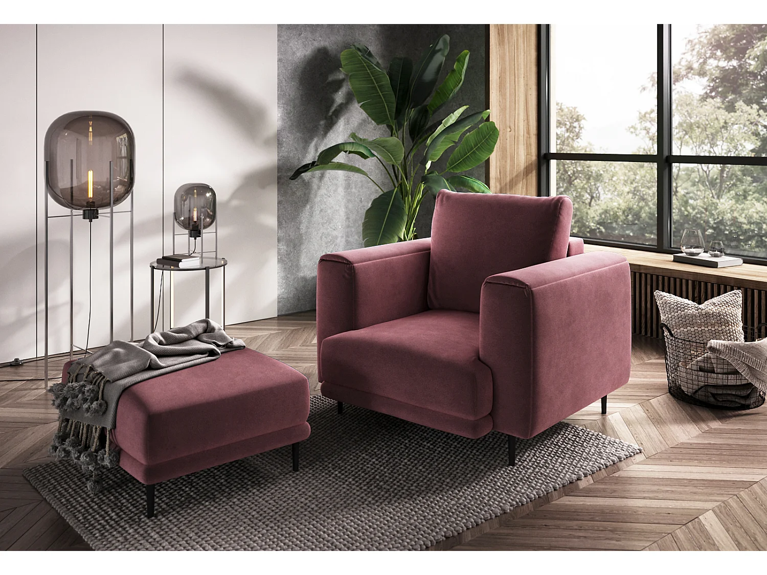 Fauteuil en velours DAVINA - Douceur luxueuse-Vieux rose