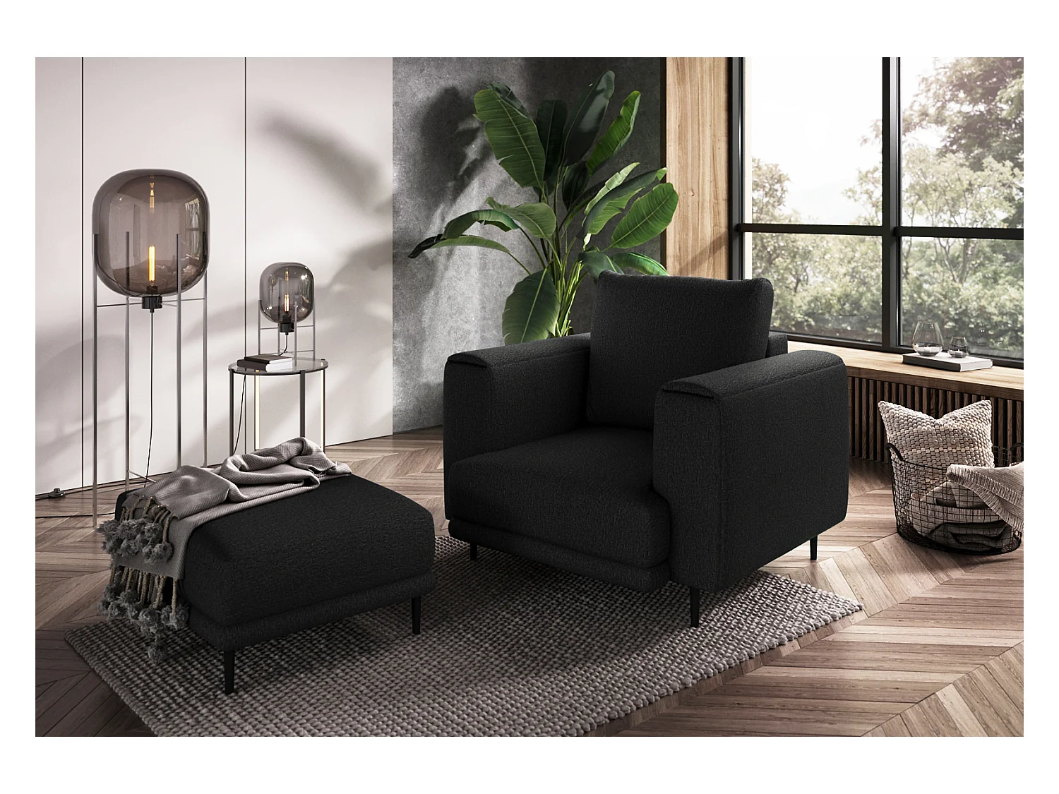 Fauteuil en tissu DAVINA – Élégance moderne et confort au quotidien-Noir