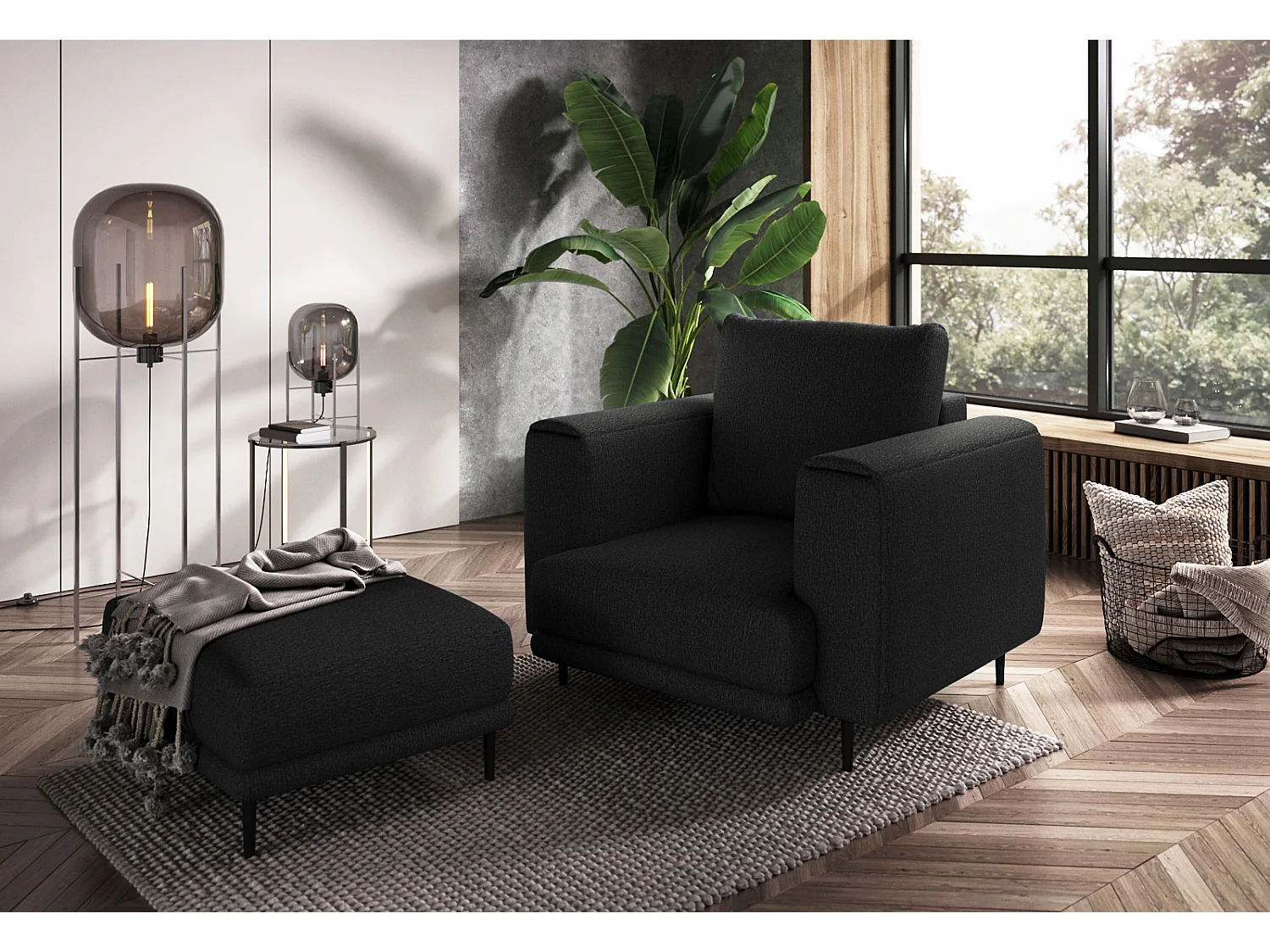 Fauteuil en tissu DAVINA – Élégance moderne et confort au quotidien-Noir