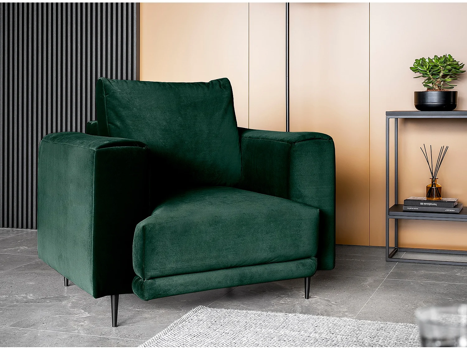 Fauteuil en tissu DAVINA – Élégance moderne et confort au quotidien-Noir