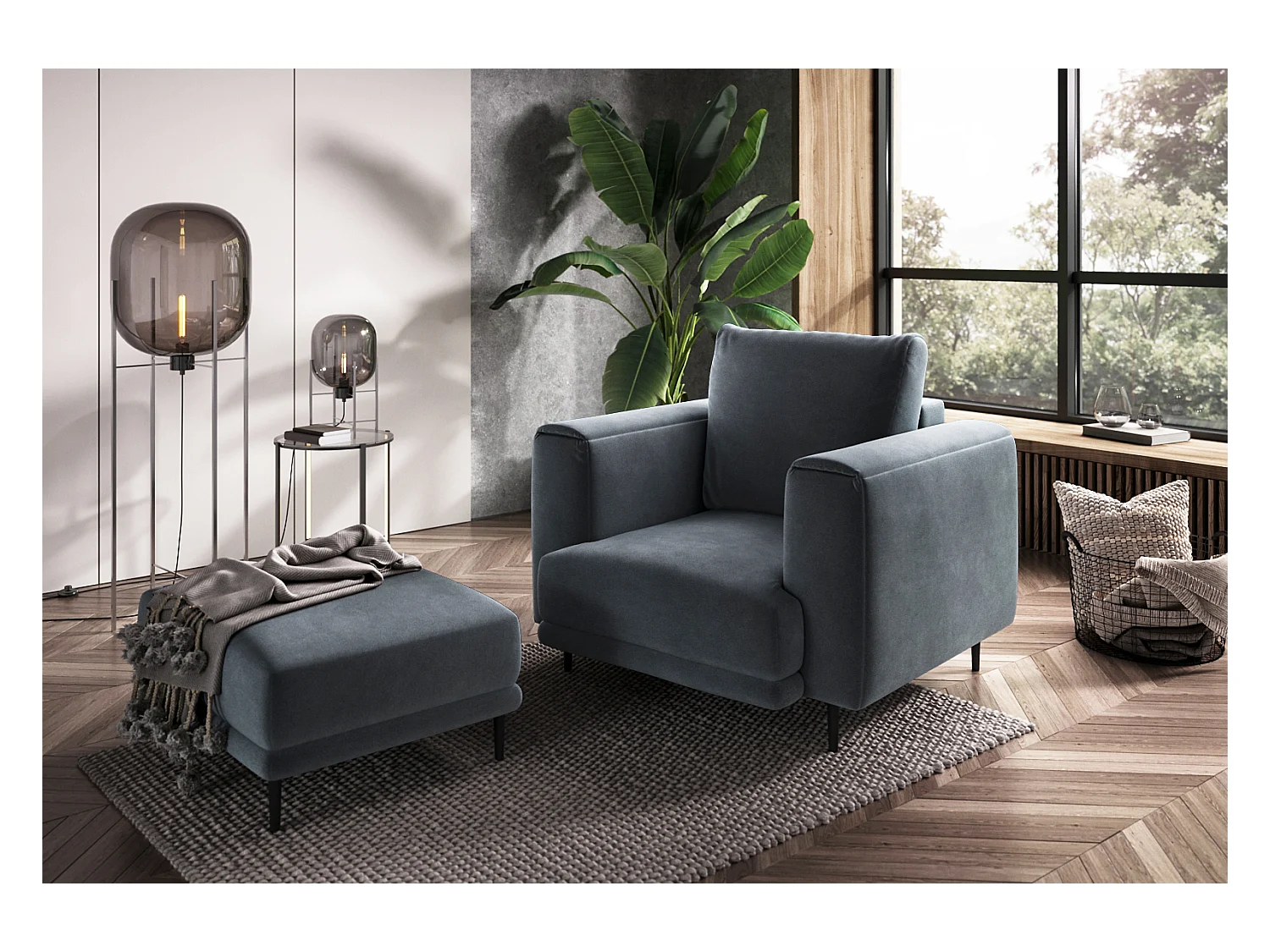Fauteuil en velours DAVINA - Douceur luxueuse-Gris