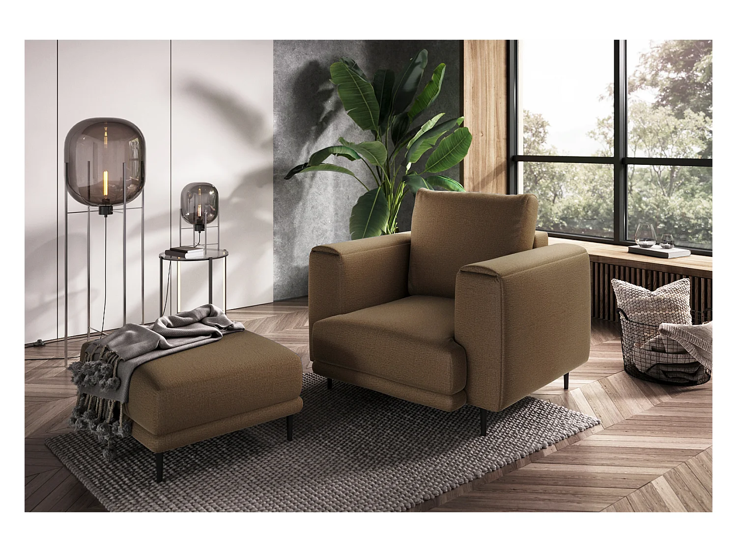 Fauteuil en velours DAVINA - Douceur luxueuse-Marron clair