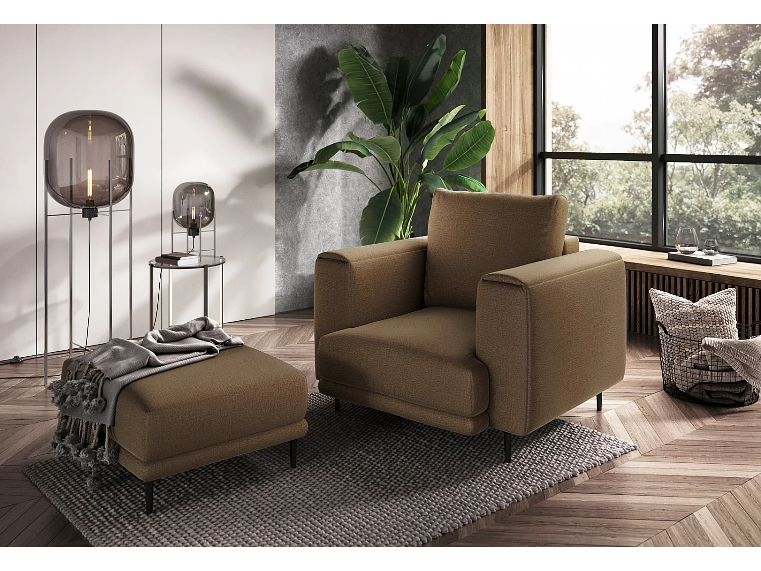Fauteuil en velours DAVINA - Douceur luxueuse-Marron clair