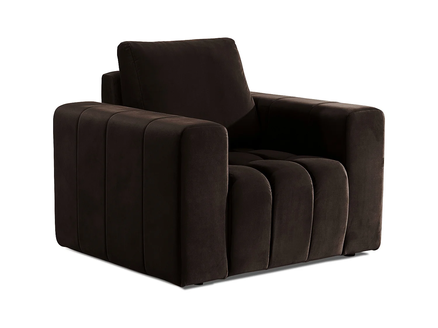 Fauteuil moderne capitonné LARKO velours-Marron foncé