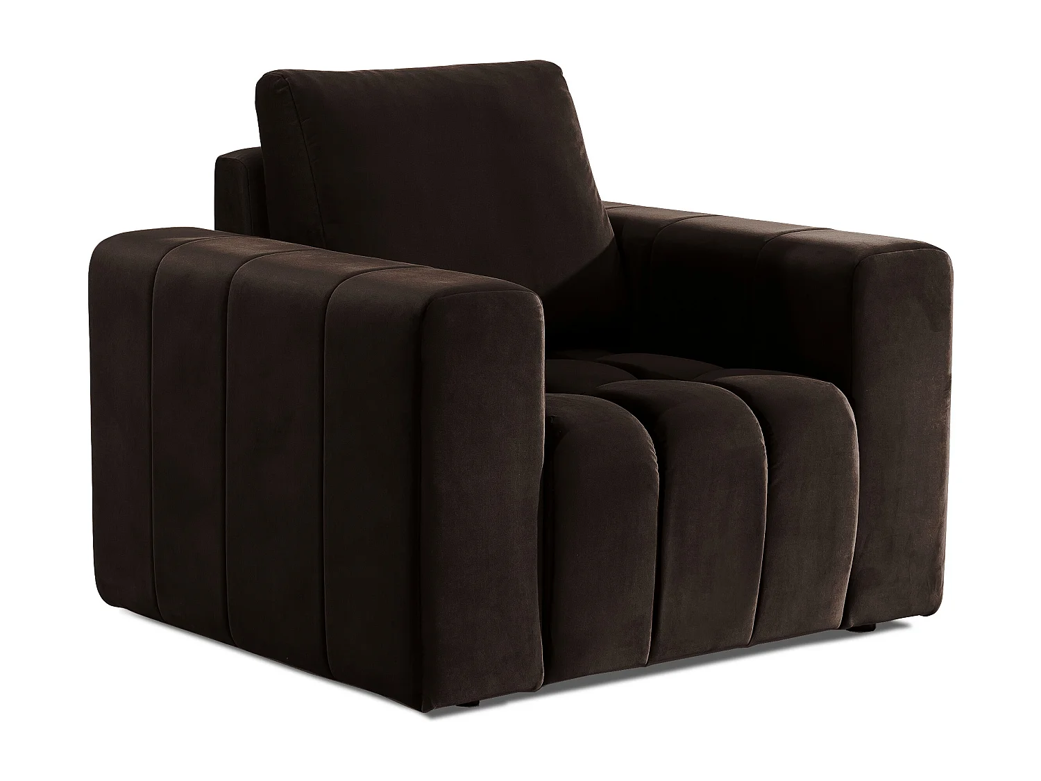Fauteuil moderne capitonné LARKO velours-Marron foncé