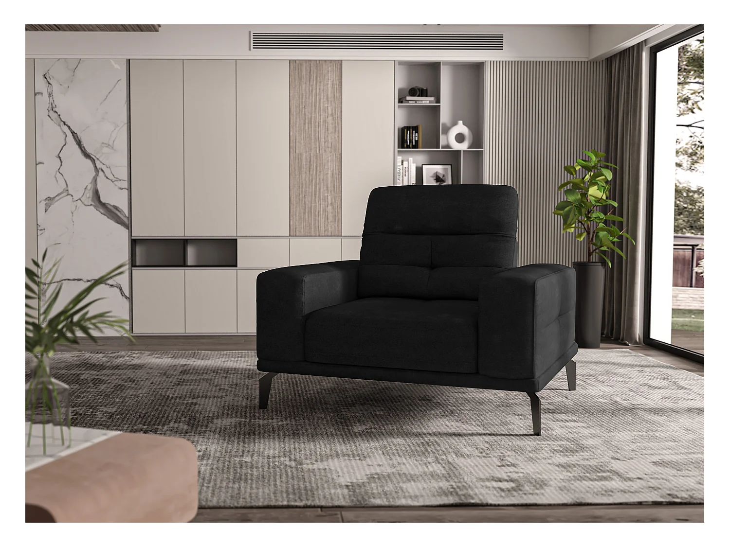 Fauteuil design en velours TORPILLE-Noir