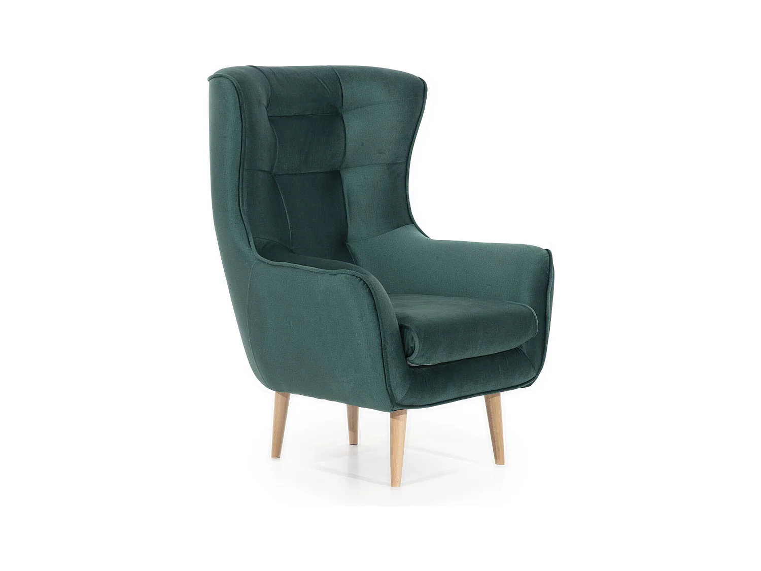 Fauteuil bergère velours marron capitonné Lazza 80cm