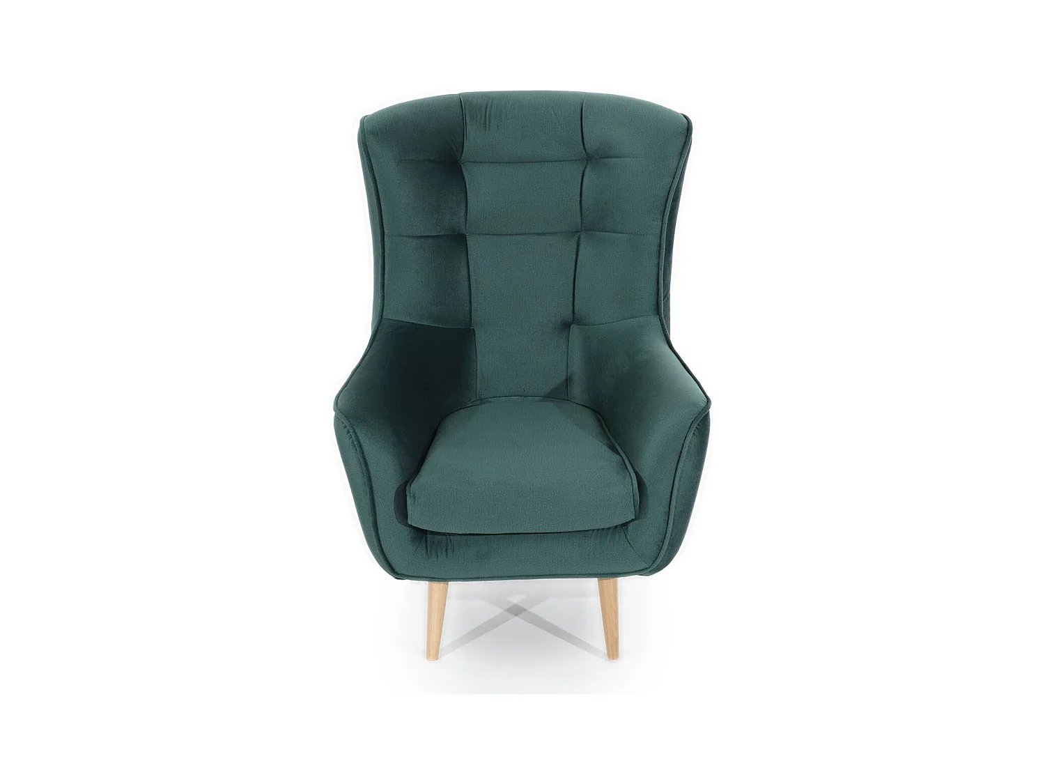 Fauteuil bergère velours marron capitonné Lazza 80cm