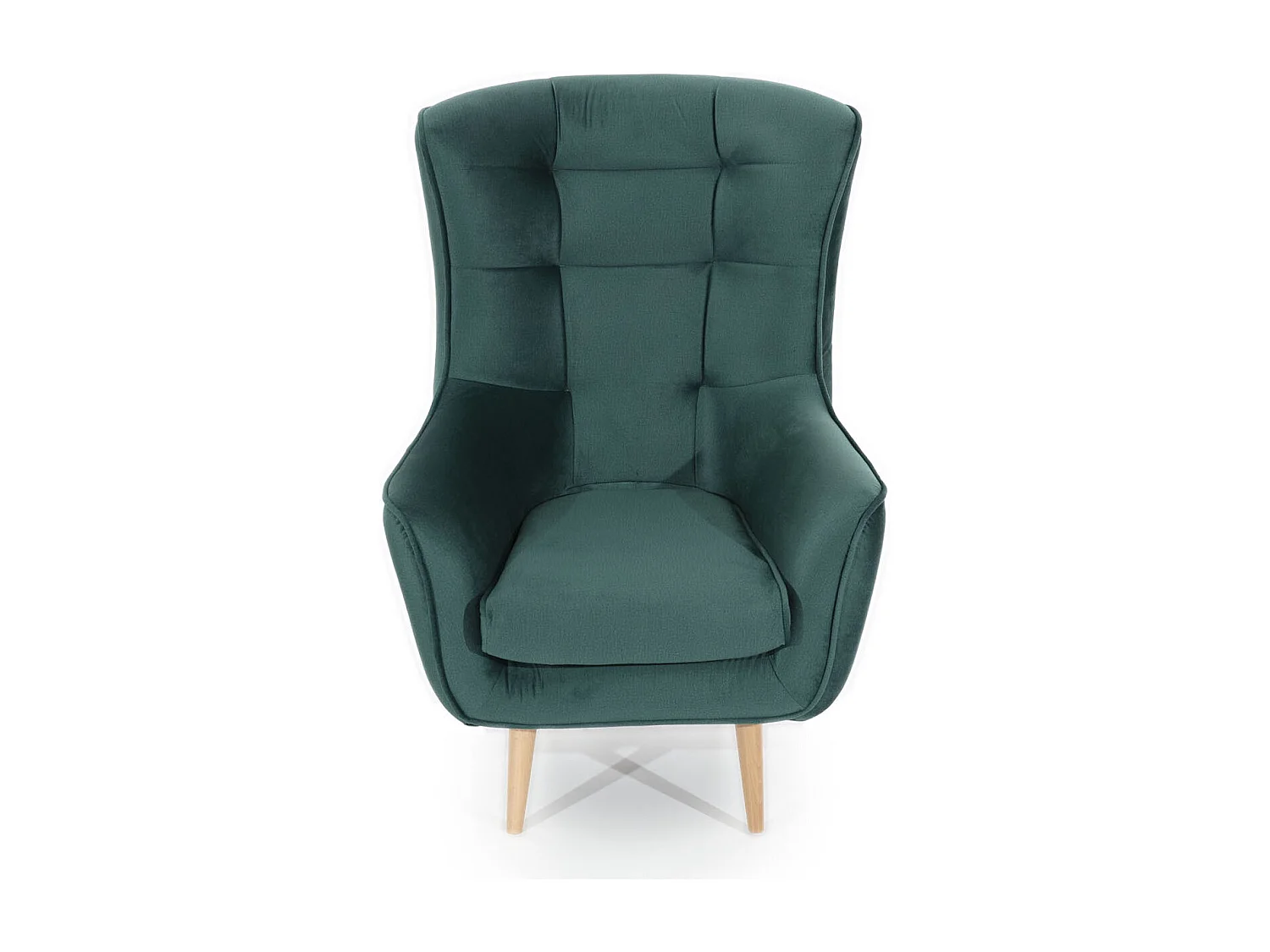 Fauteuil bergère velours marron capitonné Lazza 80cm