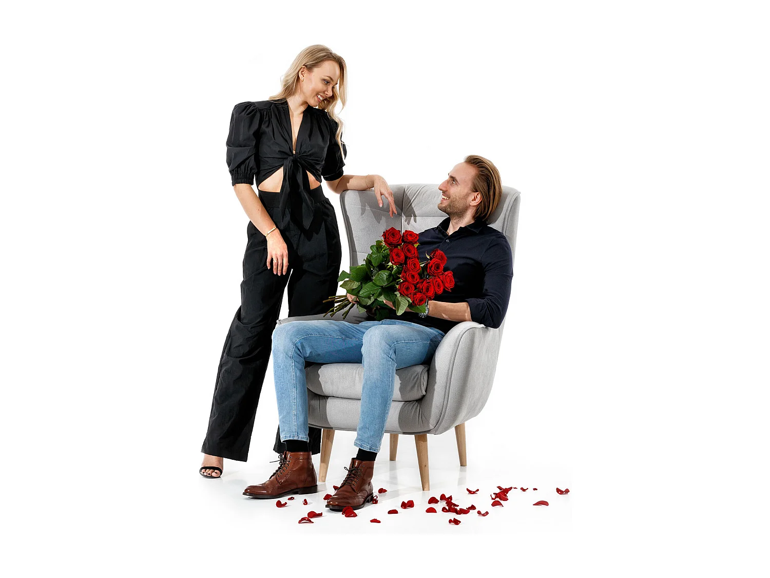 Fauteuil bergère velours anthracite capitonné Lazza 80cm