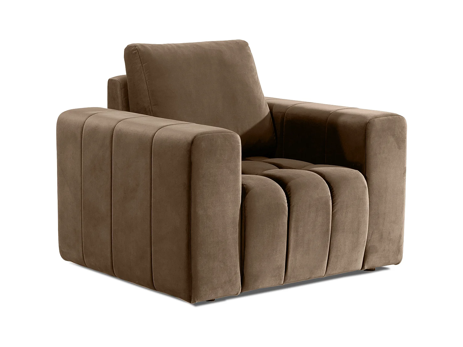 Fauteuil moderne capitonné LARKO velours-Marron clair
