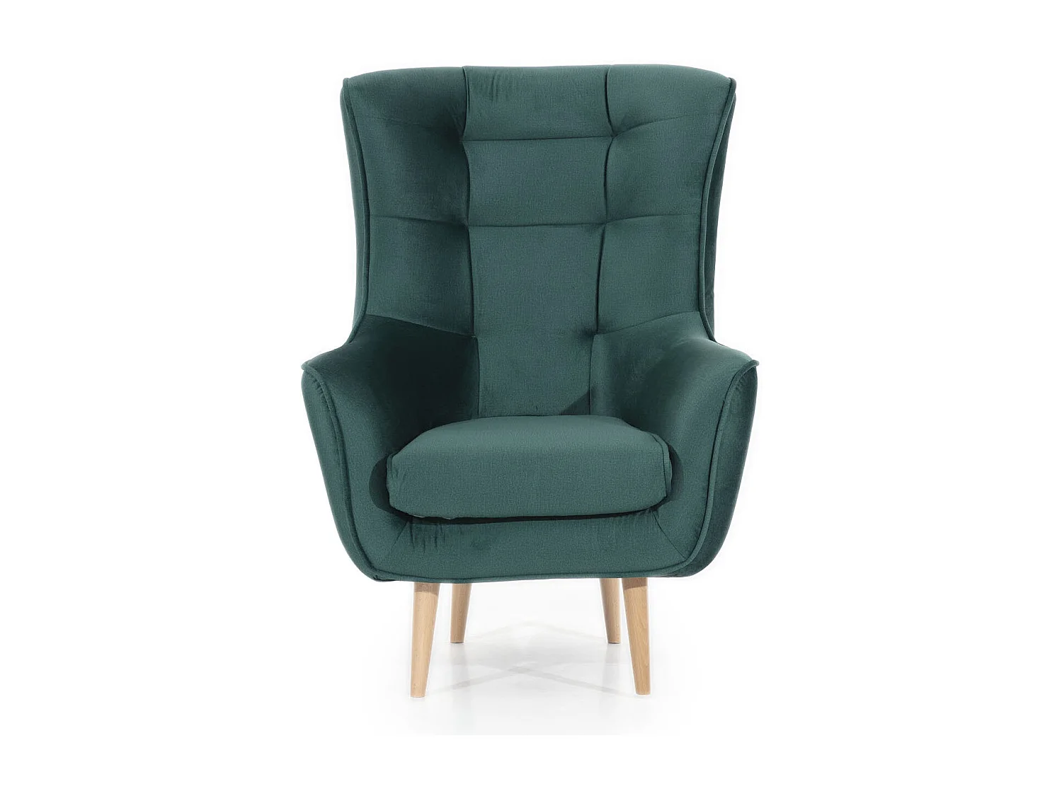 Fauteuil bergère velours noir capitonné Lazza 80cm