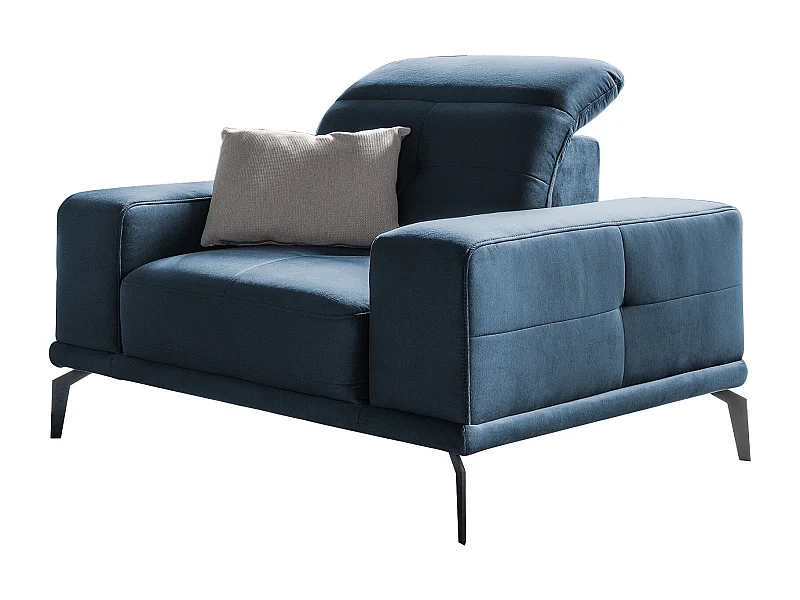 Fauteuil design tissu doux bleu foncé Torpille 125cm