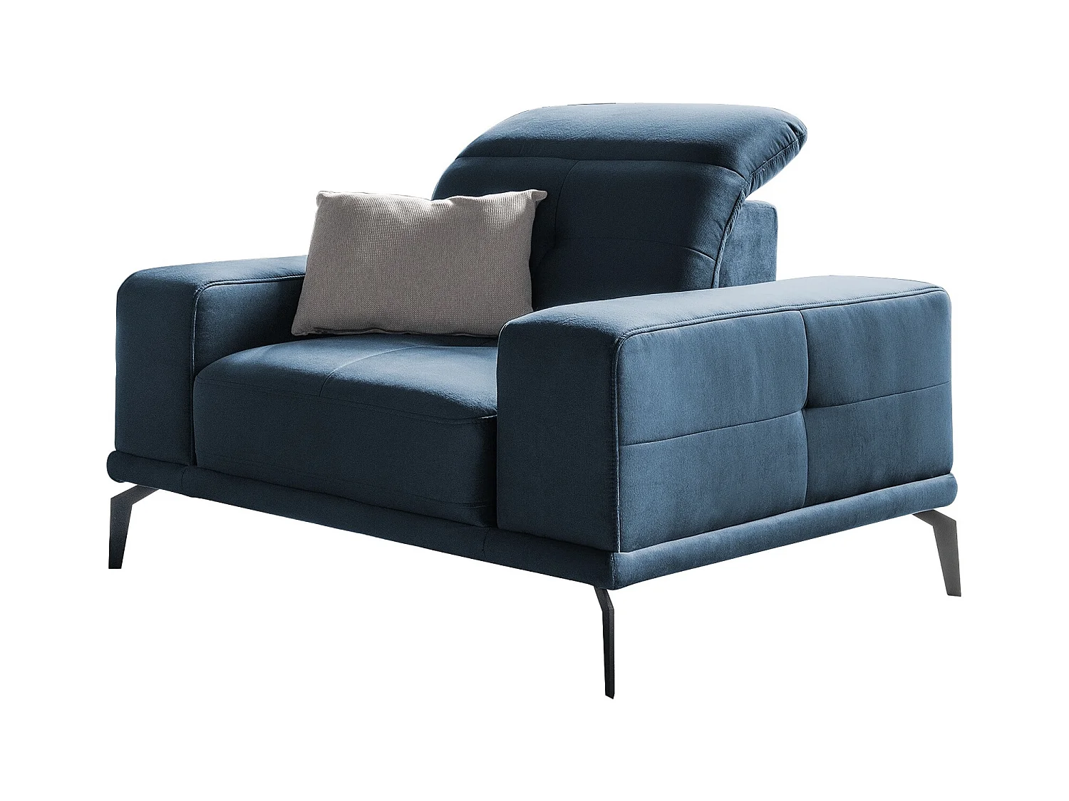 Fauteuil design tissu doux bleu foncé Torpille 125cm