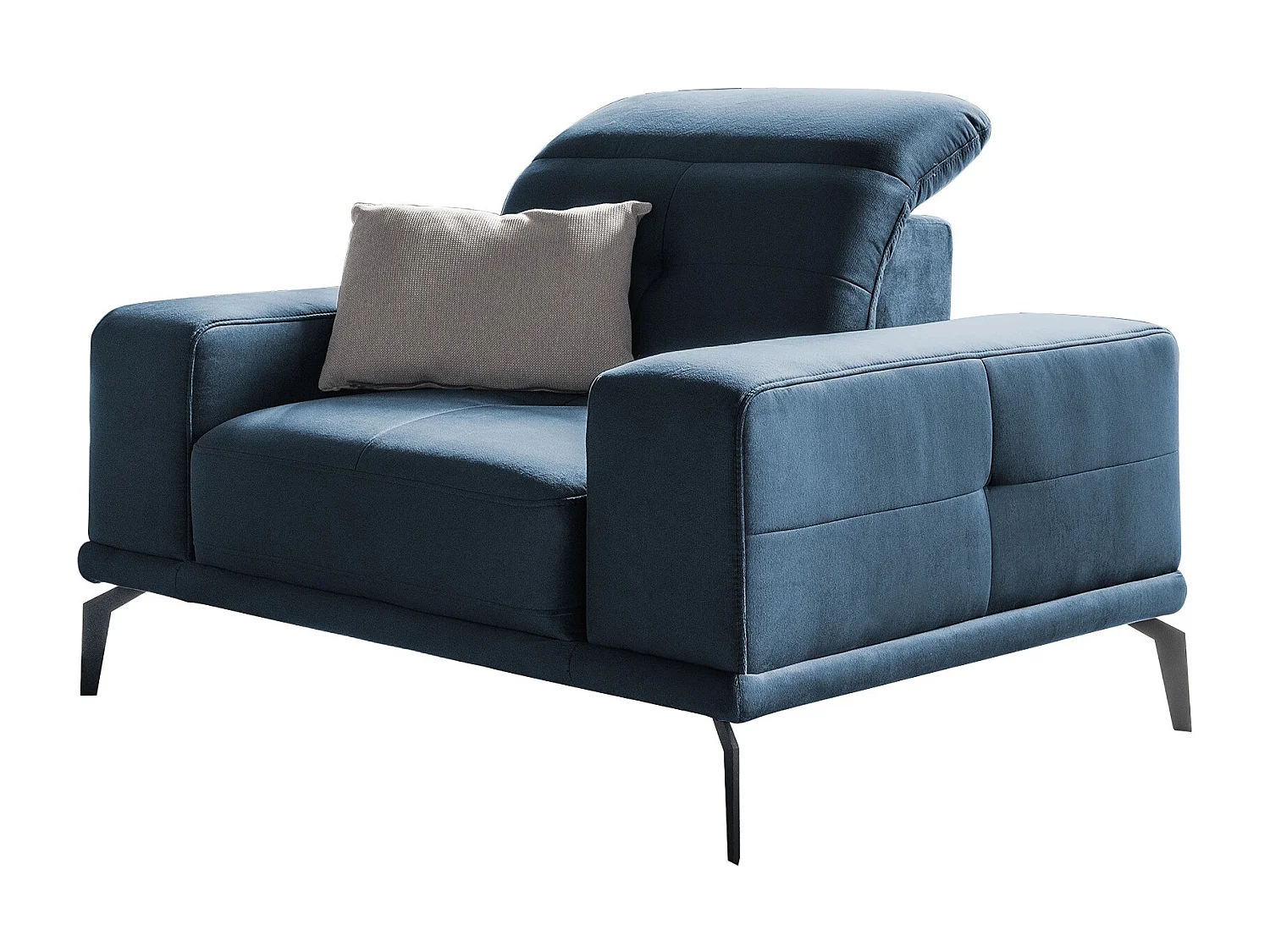 Fauteuil design tissu doux bleu foncé Torpille 125cm