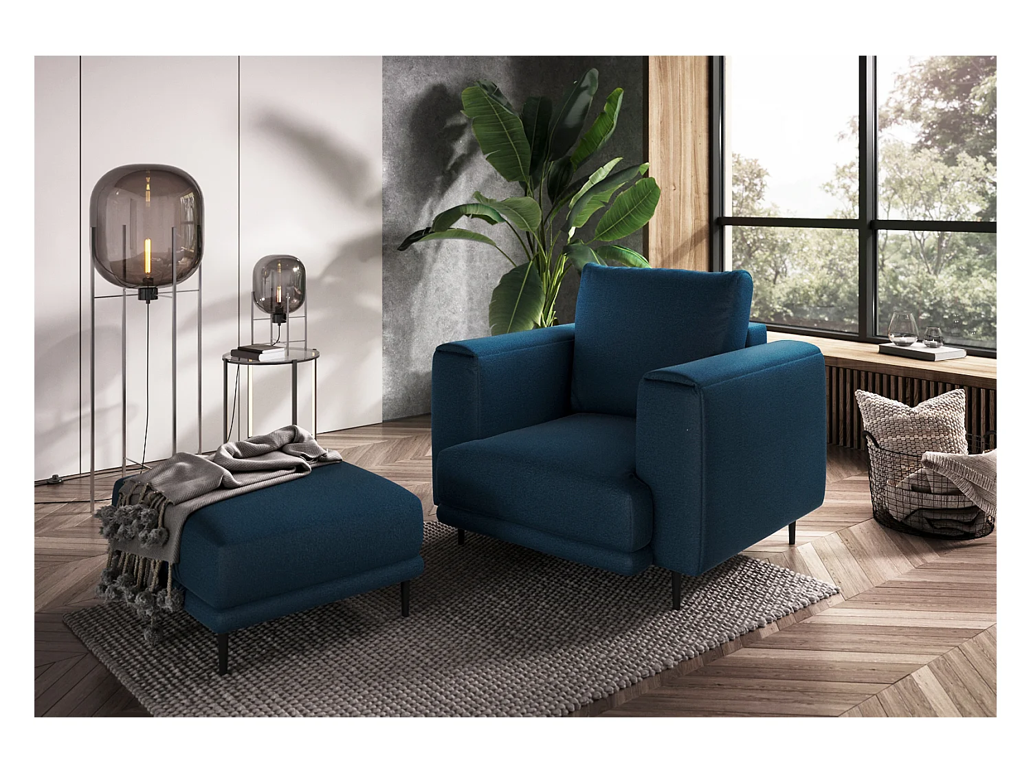 Fauteuil en velours DAVINA - Douceur luxueuse-Bleu nuit