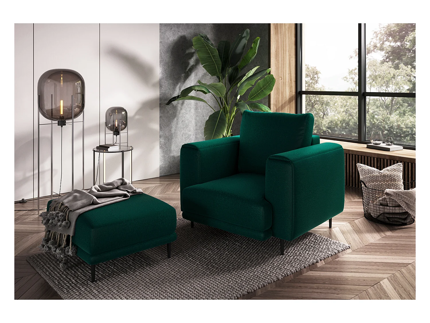 Fauteuil en velours DAVINA - Douceur luxueuse-Vert foncé
