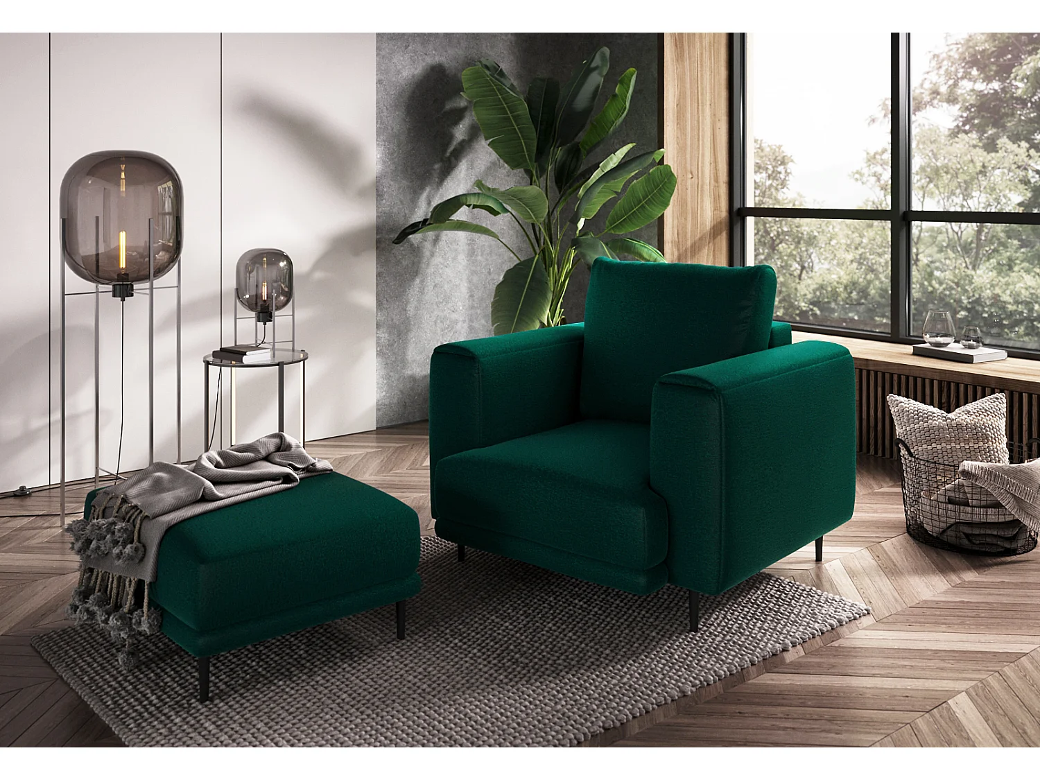 Fauteuil en velours DAVINA - Douceur luxueuse-Vert foncé