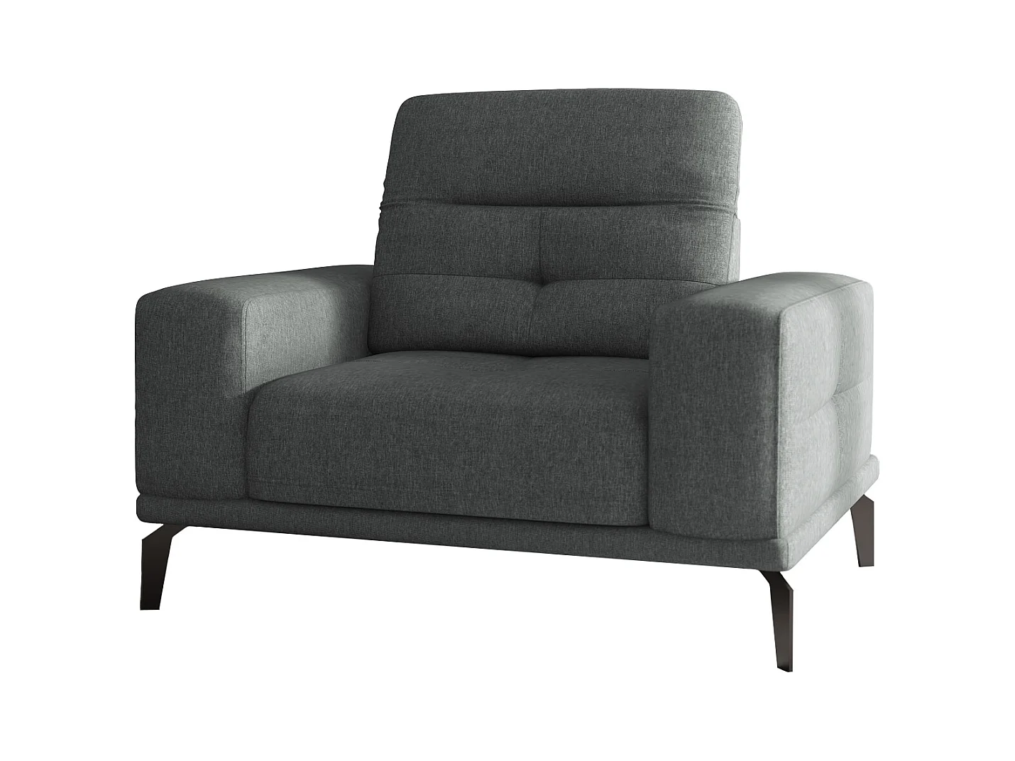 Fauteuil design tissu gris chiné chiné Torpille 125cm