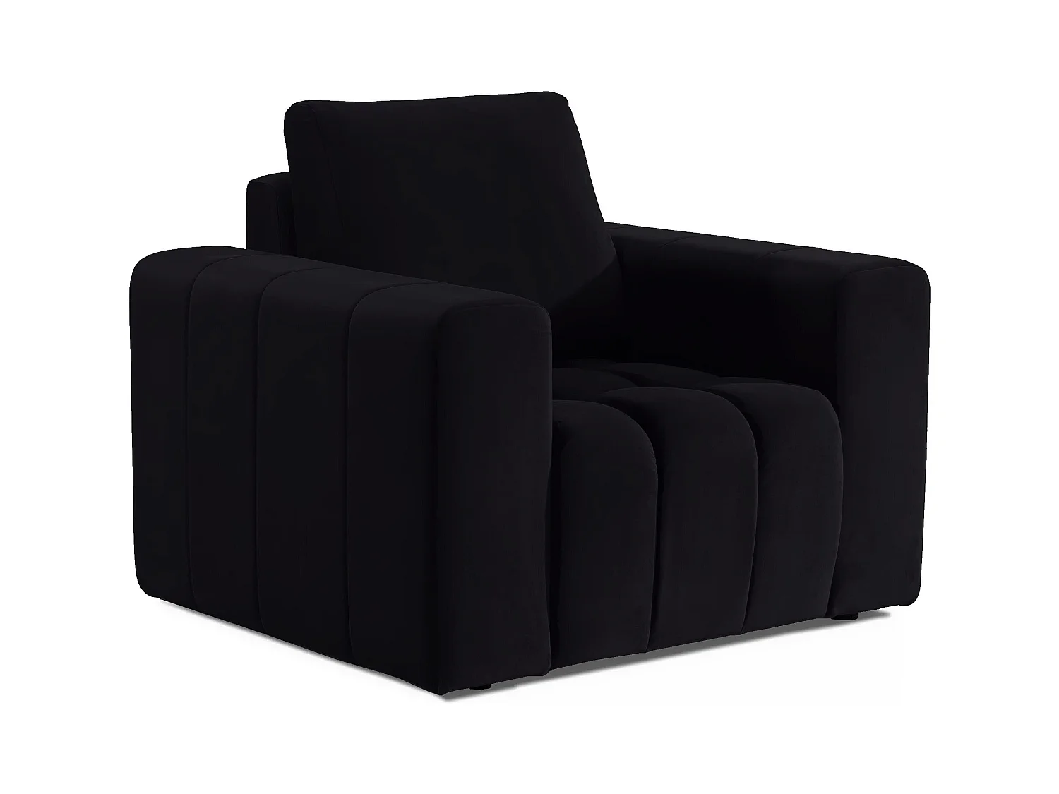 Fauteuil moderne capitonné LARKO velours-Noir