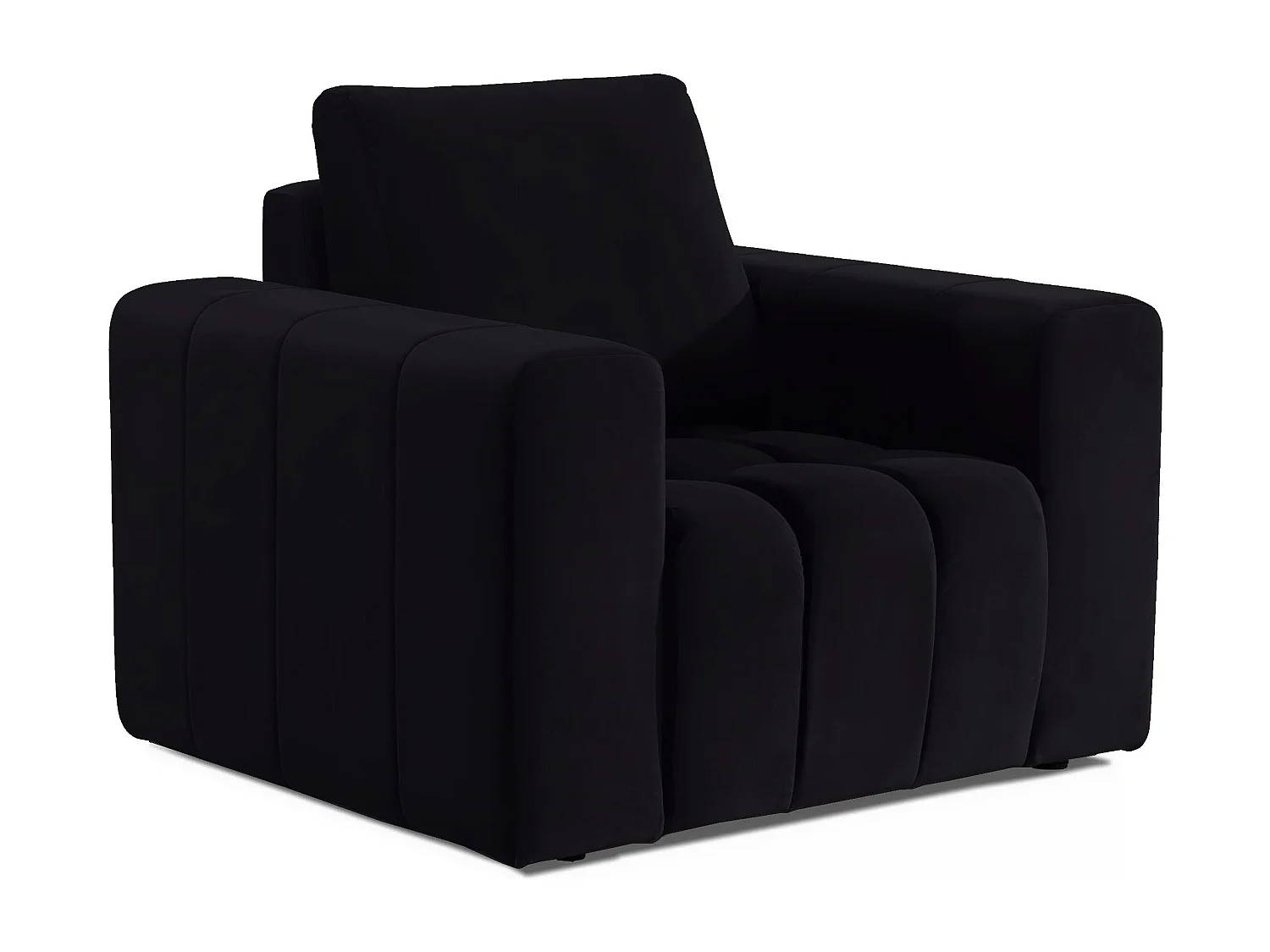 Fauteuil moderne capitonné LARKO velours-Noir